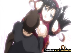 Парень отлизал киску у сисястой хентай подруги и вставил свой хуй