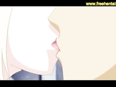 Голая хентай блондинка возбудила его своими большими сиськами