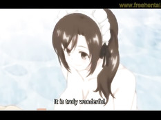 Голая хентай блондинка возбудила его своими большими сиськами