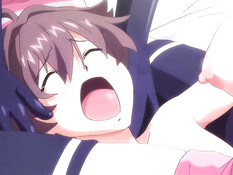 Две сиськастые хентай красавицы затрахали паренька на кровати