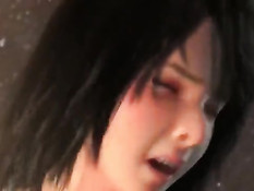 Сексуальная 3D брюнетка на улице занимается сексом с приятелем