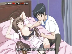 Горячая хентай девка с большими сиськами затрахала своего парня