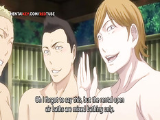 Группа парней оттрахала в бассейне сиськастую хентай красавицу