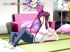 Сисястую хентай тёлку с малиновыми волосами ебут в разных позах