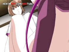 Сисястую хентай тёлку с малиновыми волосами ебут в разных позах