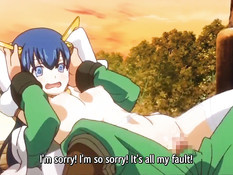 Сисястая хентай девка с зелёными волосами насаживается на член