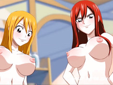 Две сексуальные хентай девчонки отсасывают член у знакомого парня