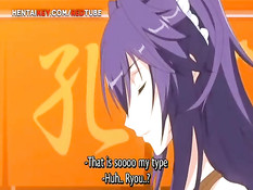 Грудастая хентай подружка раздевается и садится на парня сверху