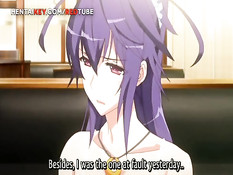 Грудастая хентай подружка раздевается и садится на парня сверху