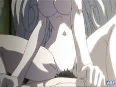 Возбуждённая аниме волчица с большой грудью прыгает на члене