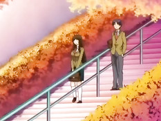 Сиськастая аниме брюнетка отсасывает член сидящему на стуле парню