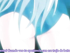 Снял лифчик с грудастой хентай подруги и заставил дрочить сиськами