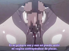 Снял лифчик с грудастой хентай подруги и заставил дрочить сиськами