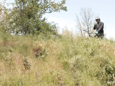 Агрессивная блондинка в лесу выпорола девку хлыстом по жопе