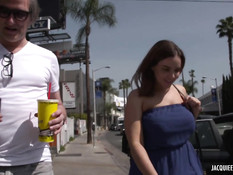 Мужчина оттрахал на кровати сиськастую француженку в чёрных чулках