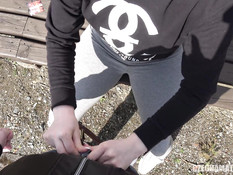 Развратная рыжая чешка ебётся со своим парнем в парке и в душе