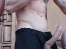 Возбуждённые американские свингеры занимаются сексом на пороге дома