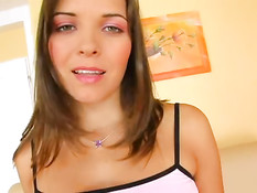 Brunette girl having fun