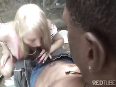 Blond slut throatfucking