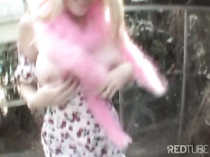 Blond slut throatfucking