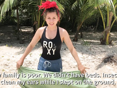 Странная русская девка сосёт и ебётся с парнем на тропическом пляже