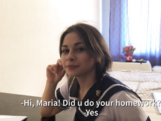 Грудастая русская студентка с косой оттрахана преподавателем на столе