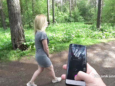 Парень привёл в лес сисястую русскую блондиночку и отымел её в киску