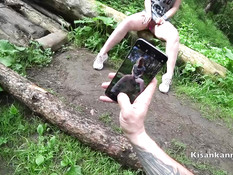 Парень привёл в лес сисястую русскую блондиночку и отымел её в киску