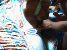 Ненасытный кавалер отодрал грудастую девку в пизду и кончил два раза