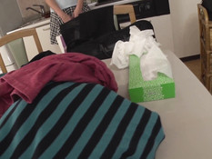 Ненасытный парень отымел грудастую японскую шатенку и кончил в киску