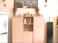 Visiting girl giving blowjob