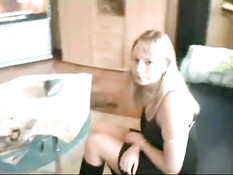 Visiting girl giving blowjob