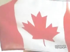 Canadian patriot girl stripping