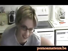 In the kitchen with a long carrot