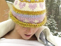 Snow bunny playing outdoor 1